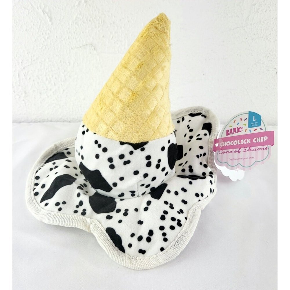 Bark Box Dog Toy Chocolick Chip Ice Cream Cone w/BALL Squeak Crinkle Large  NWT